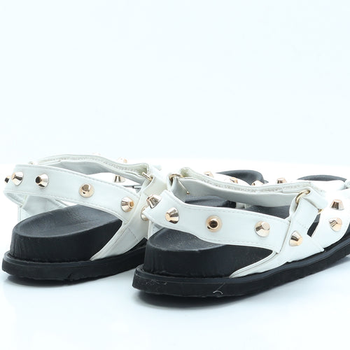 Krush Womens White  Polyester Slingback Sandal 6