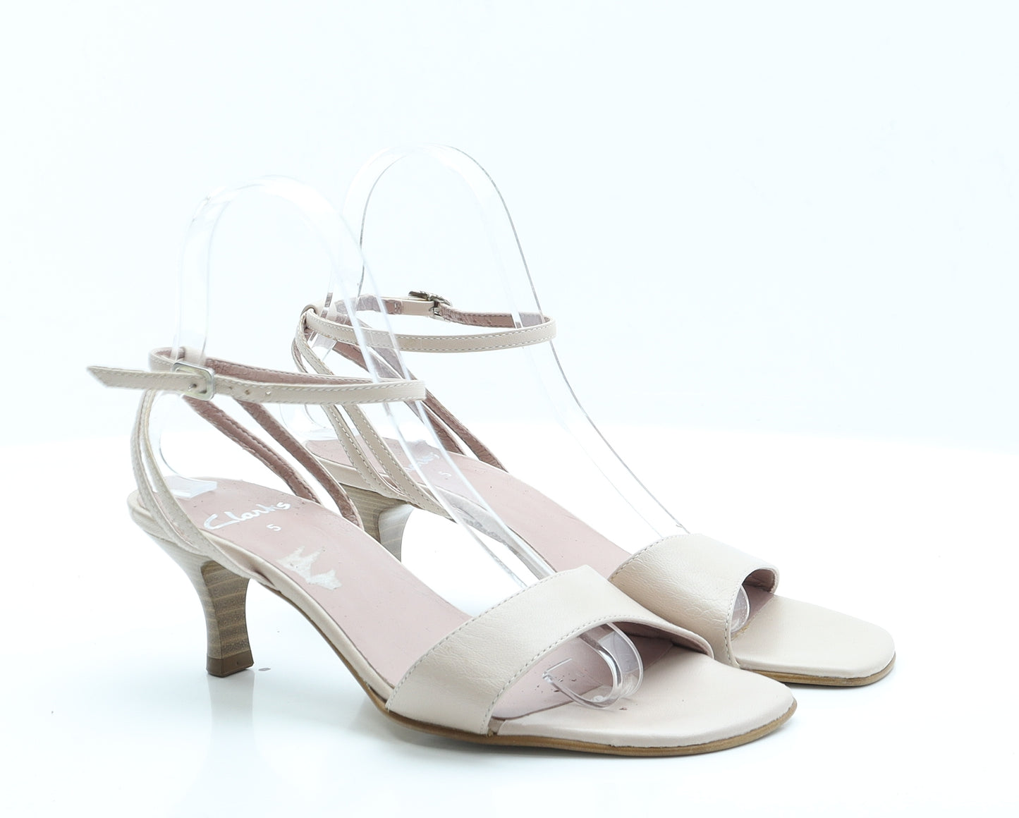 Clarks Womens Pink  Polyester Strappy Heel 5