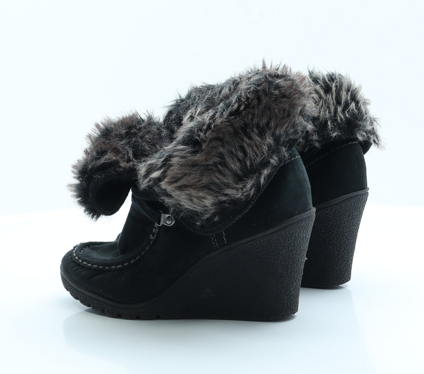 F&F Womens Black  Polyester Platform Boot 4 EUR 37