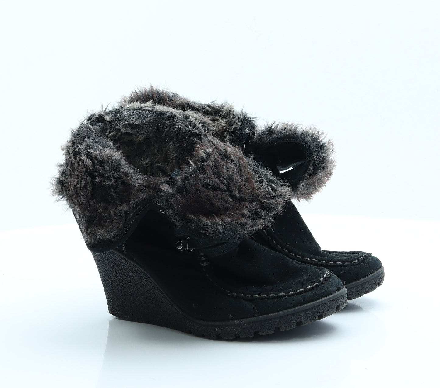 F&F Womens Black  Polyester Platform Boot 4 EUR 37