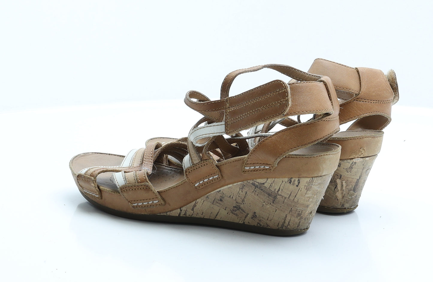 Clarks Womens Brown  Faux Leather Slingback Sandal 5.5