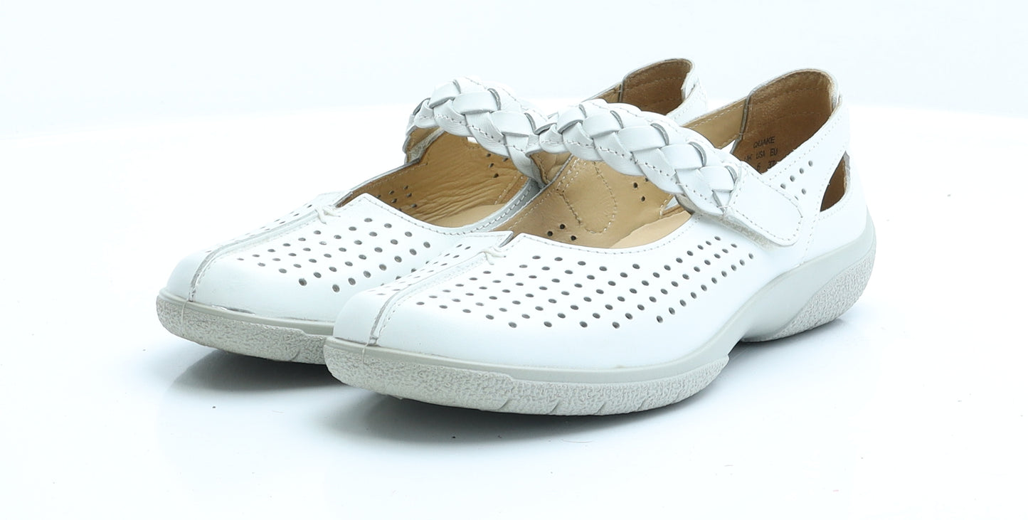 Hotter Womens White  Faux Leather Flat  4 37