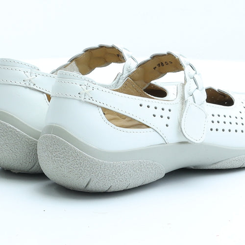 Hotter Womens White  Faux Leather Flat  4 37
