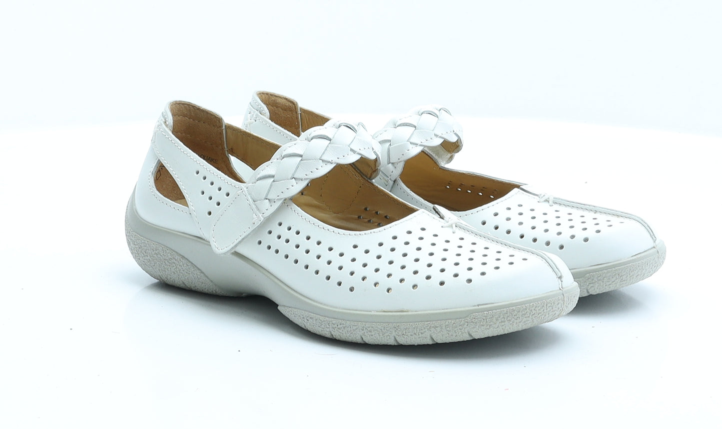 Hotter Womens White  Faux Leather Flat  4 37