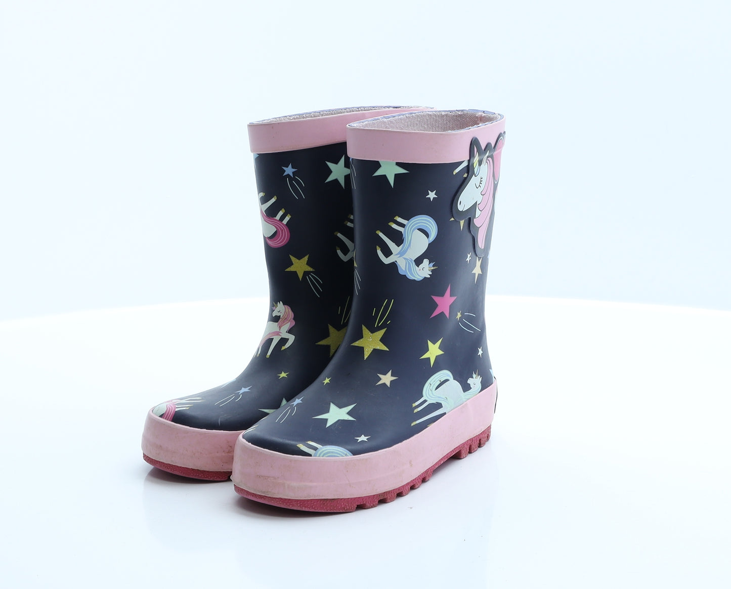 TU Girls Multicoloured Geometric Rubber Wellies Boot 9   - Unicorn/stars
