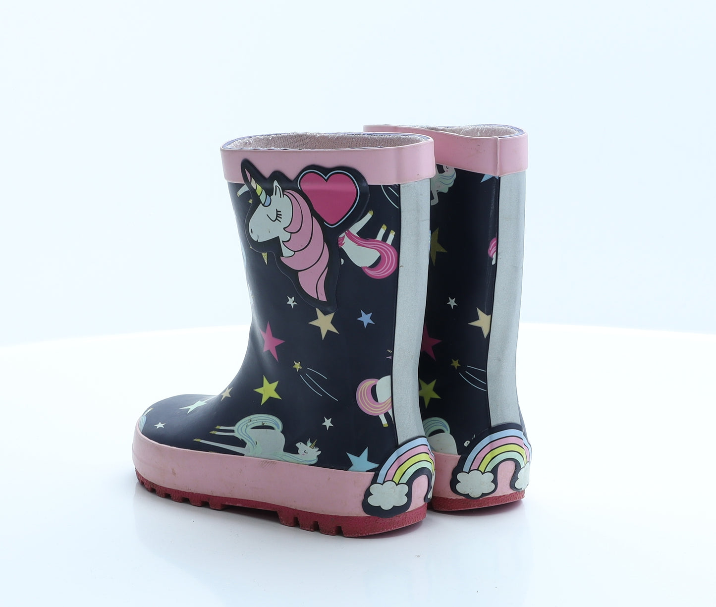TU Girls Multicoloured Geometric Rubber Wellies Boot 9   - Unicorn/stars