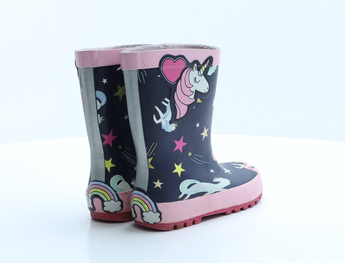 TU Girls Multicoloured Geometric Rubber Wellies Boot 9   - Unicorn/stars