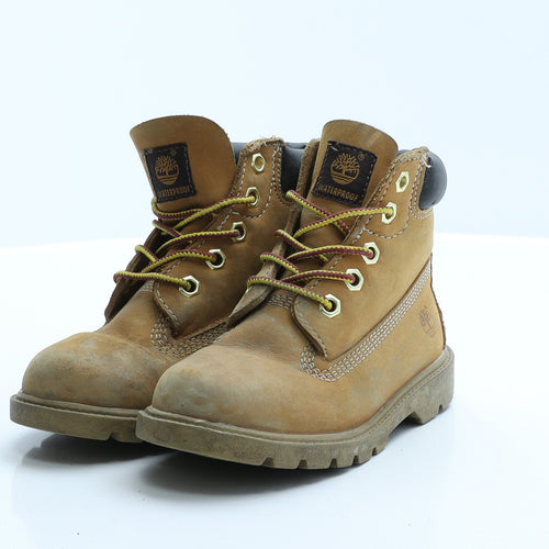 Timberland Boys Brown  Polyester Snow Boot Boot 9.5 EUR 27 US 10