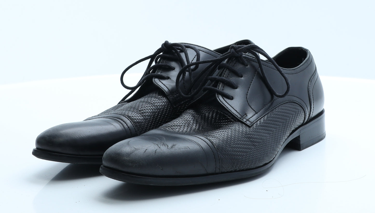 Dune Mens Black Geometric Polyester Oxford Dress 9 EUR 42
