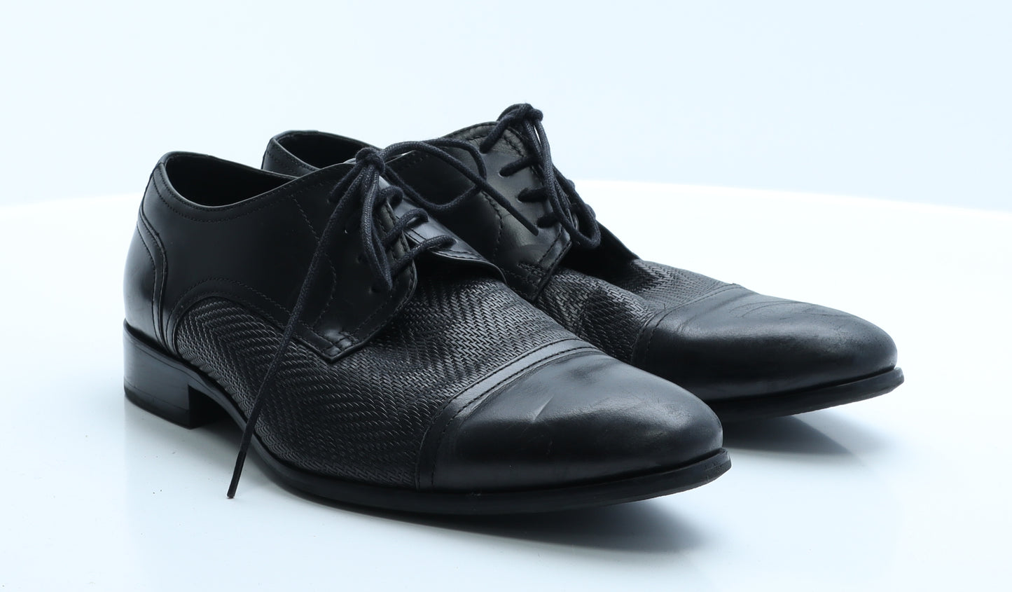 Dune Mens Black Geometric Polyester Oxford Dress 9 EUR 42