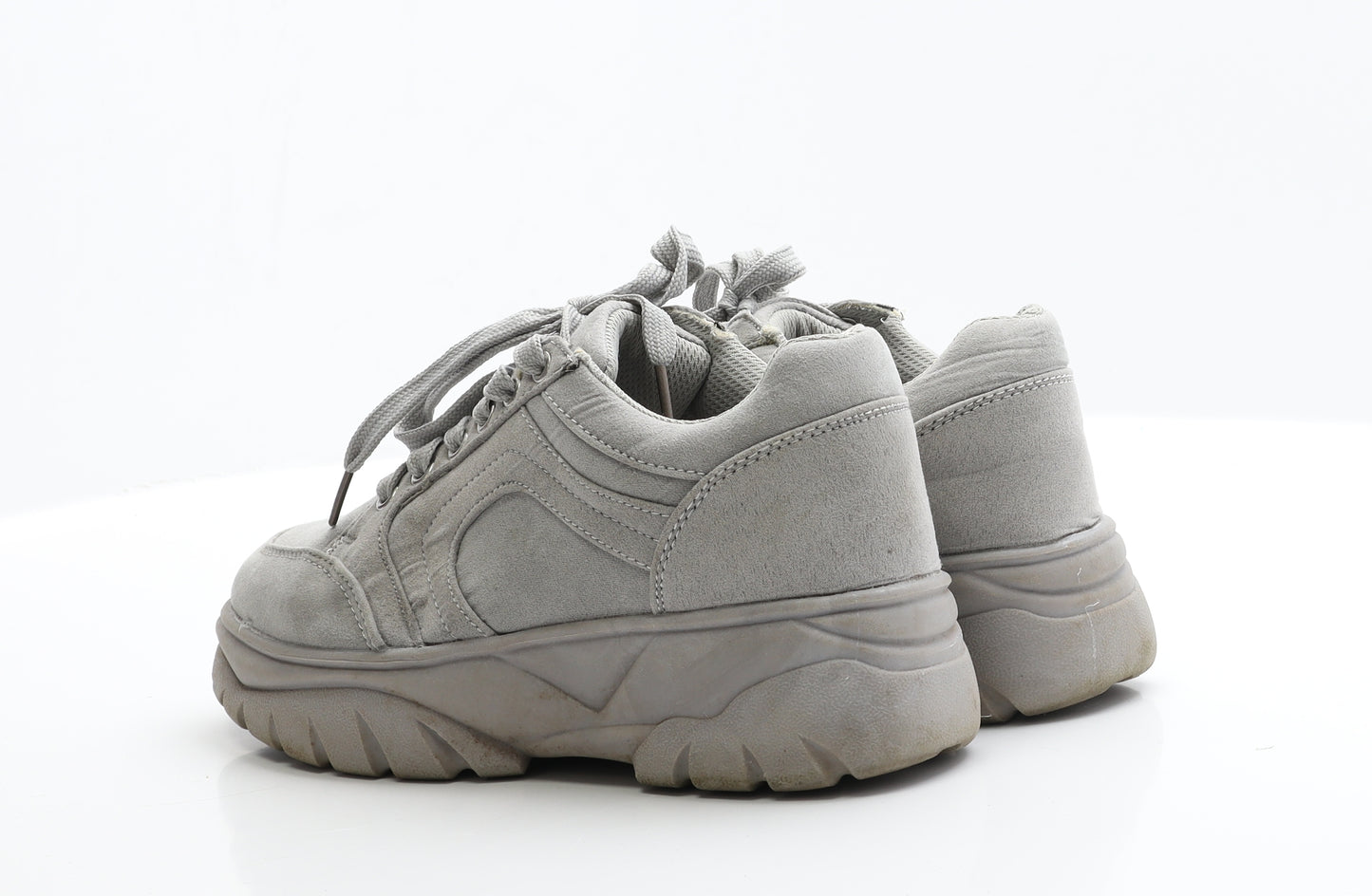 Primark Womens Grey  Faux Suede Trainer Flat 4 37