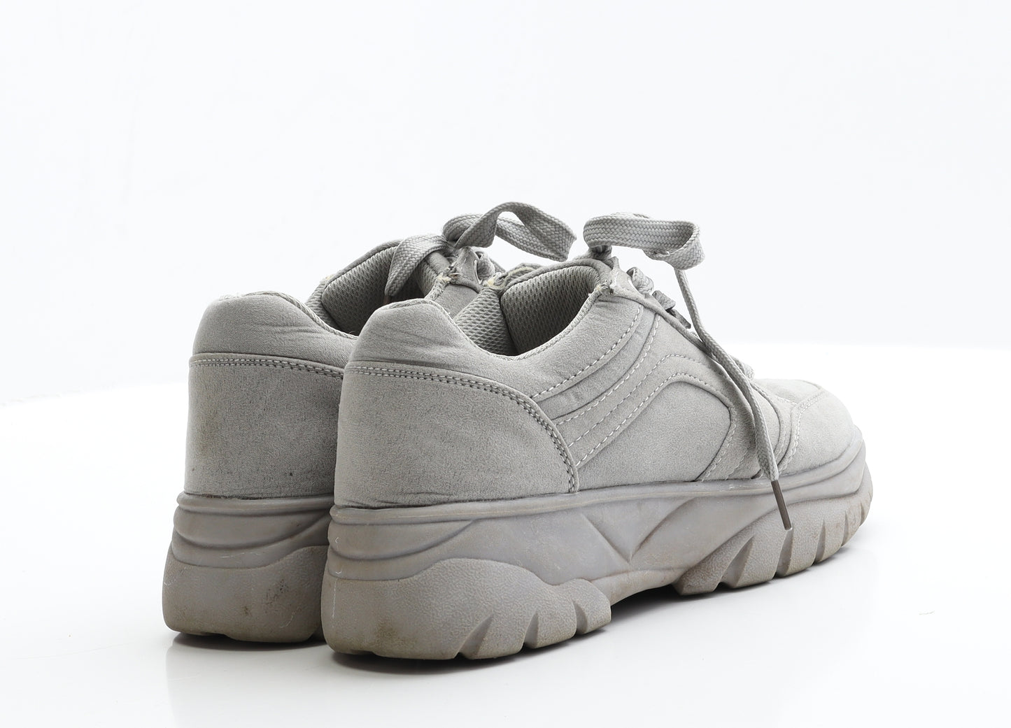 Primark Womens Grey  Faux Suede Trainer Flat 4 37