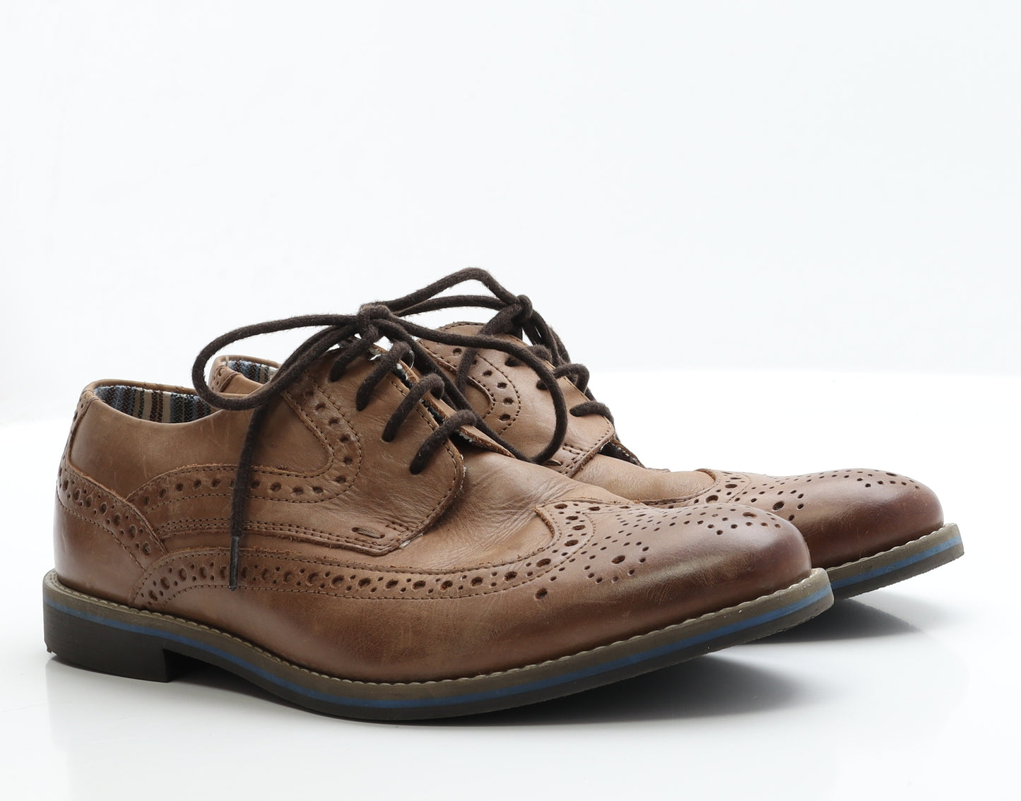 S&G Mens Brown  Polyester Brogue Dress 9 EUR 42