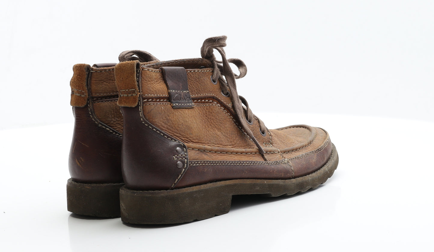 Clarks Mens Brown  Faux Leather Biker Boot 6