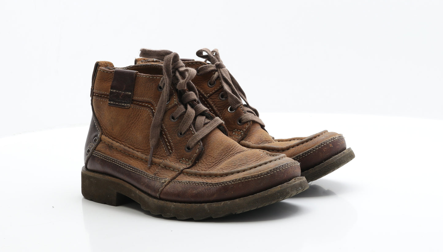 Clarks Mens Brown  Faux Leather Biker Boot 6