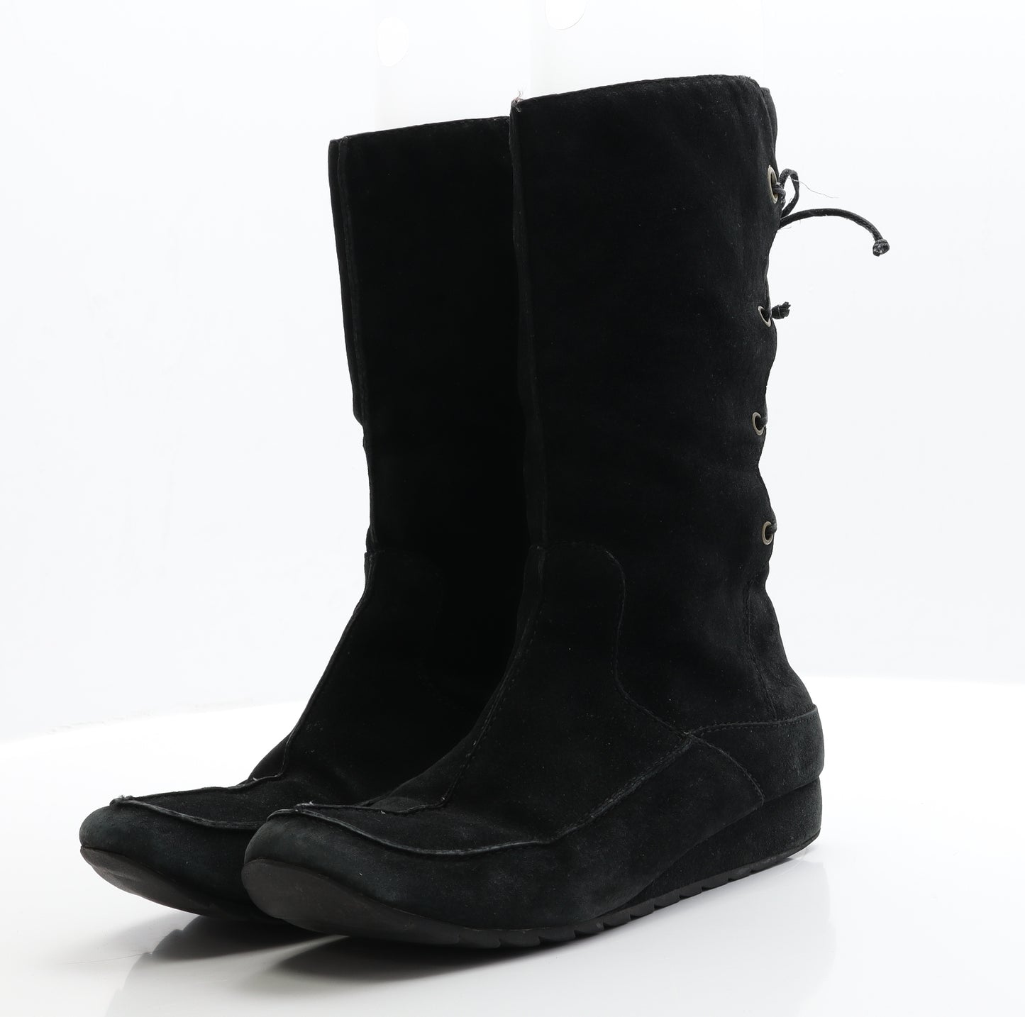 Hush Puppies Womens Black  Faux Suede Bootie Boot 8