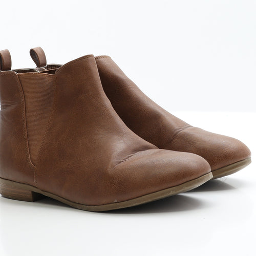 George Womens Brown  Faux Leather Chelsea Boot 7 EUR 41
