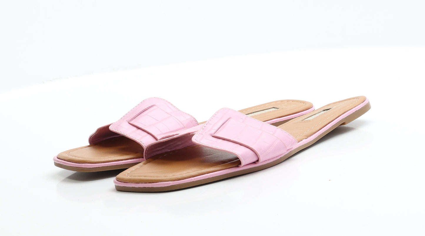 Primark Womens Pink  Faux Leather Slip On Flat 6 39