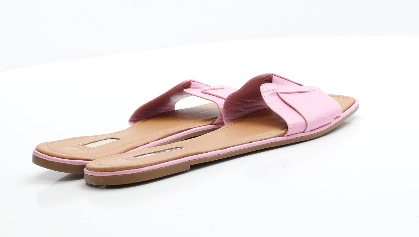 Primark Womens Pink  Faux Leather Slip On Flat 6 39