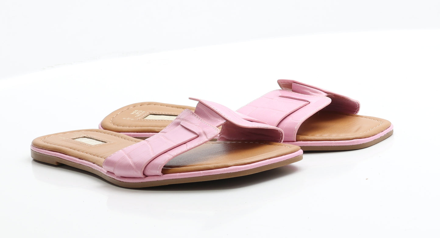 Primark Womens Pink  Faux Leather Slip On Flat 6 39