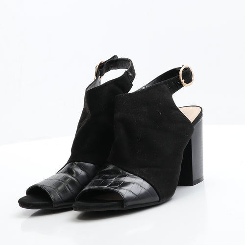 Primark Womens Black  Faux Suede Slingback Heel 7 EUR 40