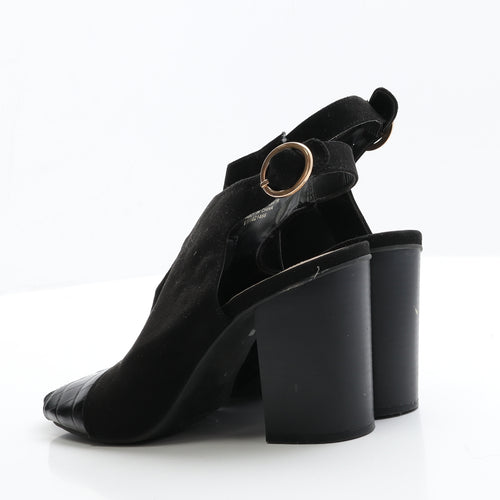 Primark Womens Black  Faux Suede Slingback Heel 7 EUR 40