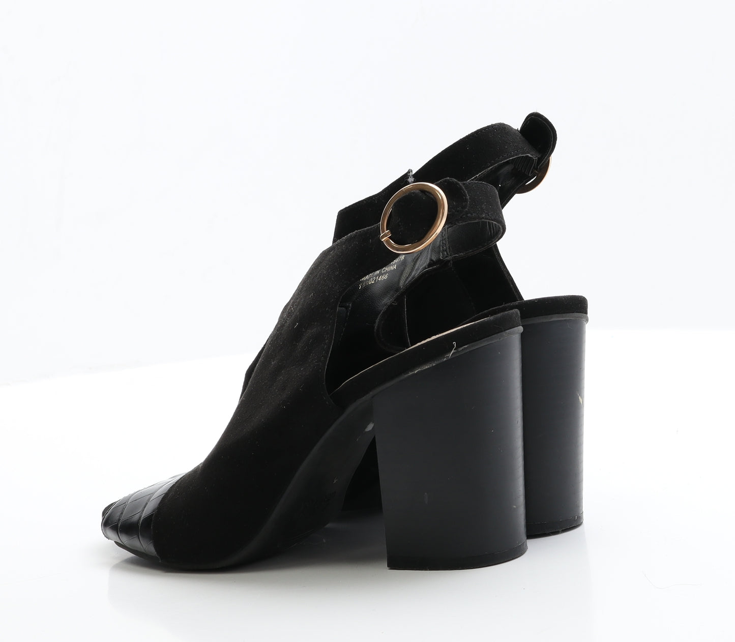 Primark Womens Black  Faux Suede Slingback Heel 7 EUR 40