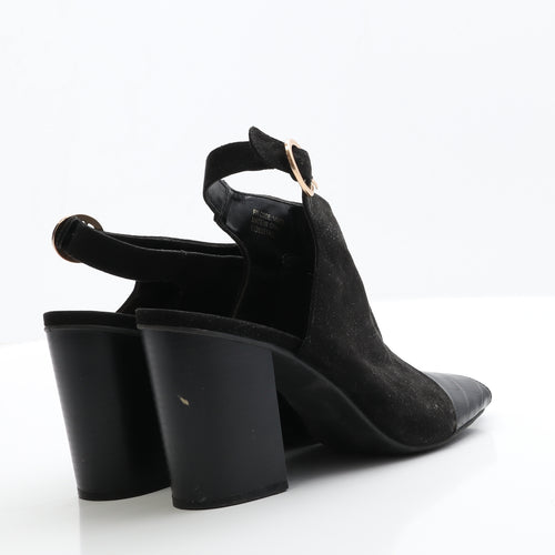 Primark Womens Black  Faux Suede Slingback Heel 7 EUR 40