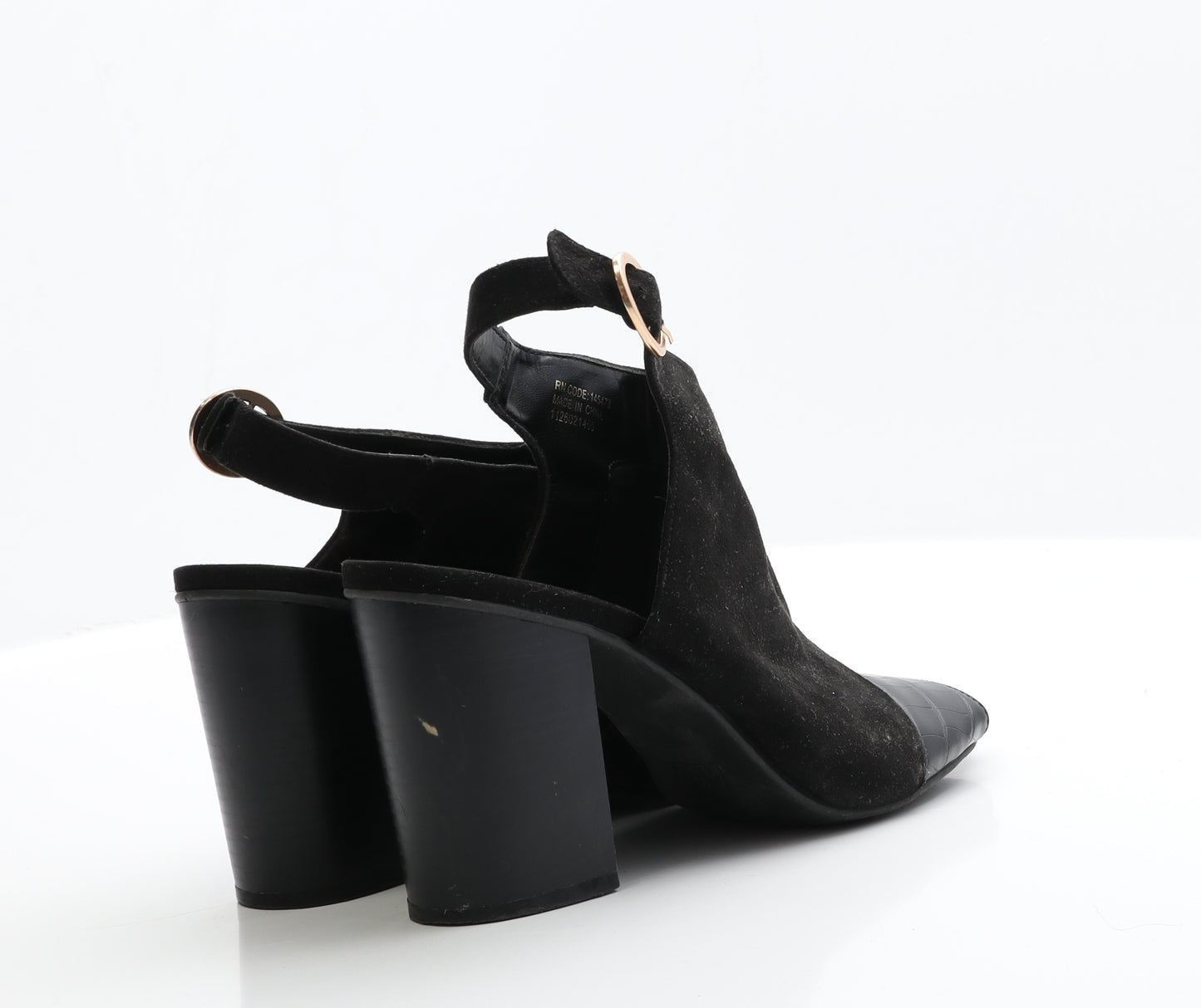 Primark Womens Black  Faux Suede Slingback Heel 7 EUR 40