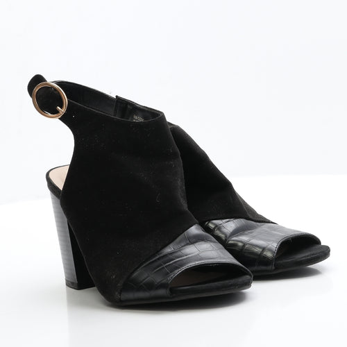 Primark Womens Black  Faux Suede Slingback Heel 7 EUR 40
