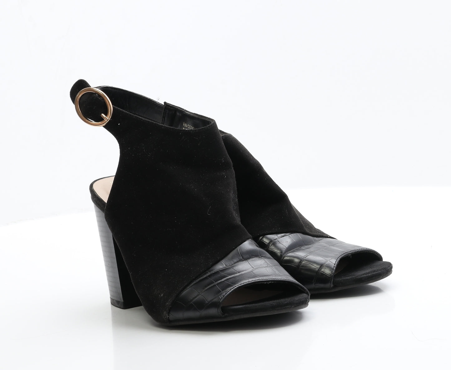 Primark Womens Black  Faux Suede Slingback Heel 7 EUR 40