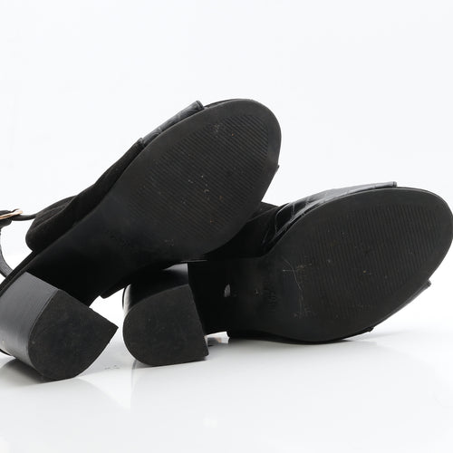 Primark Womens Black  Faux Suede Slingback Heel 7 EUR 40