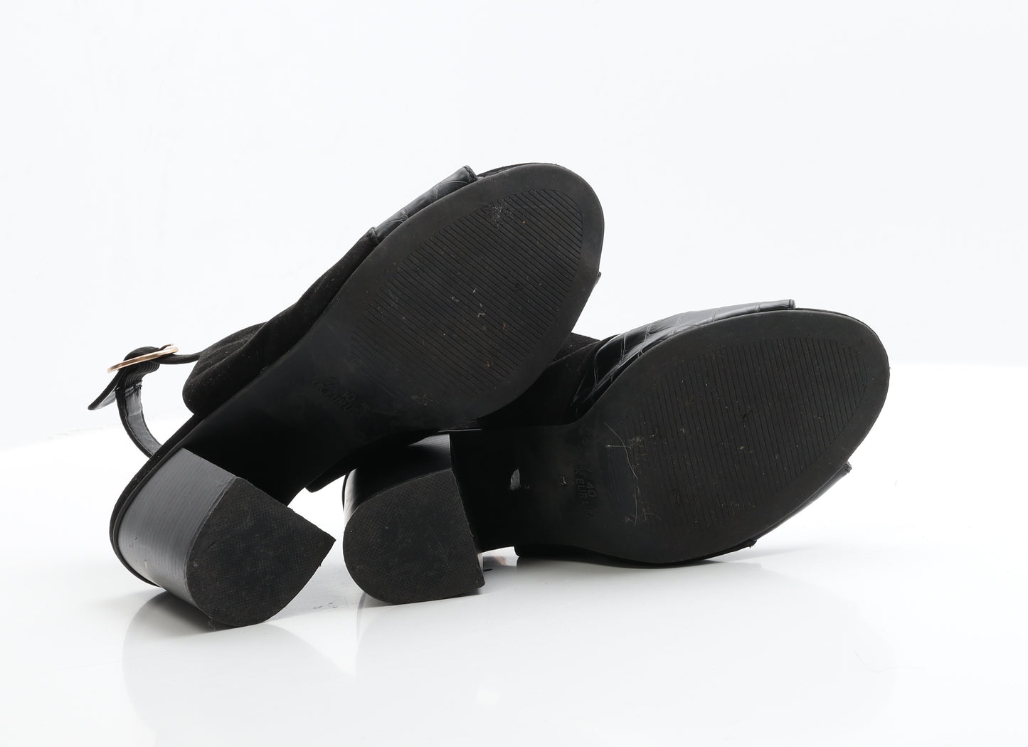 Primark Womens Black  Faux Suede Slingback Heel 7 EUR 40