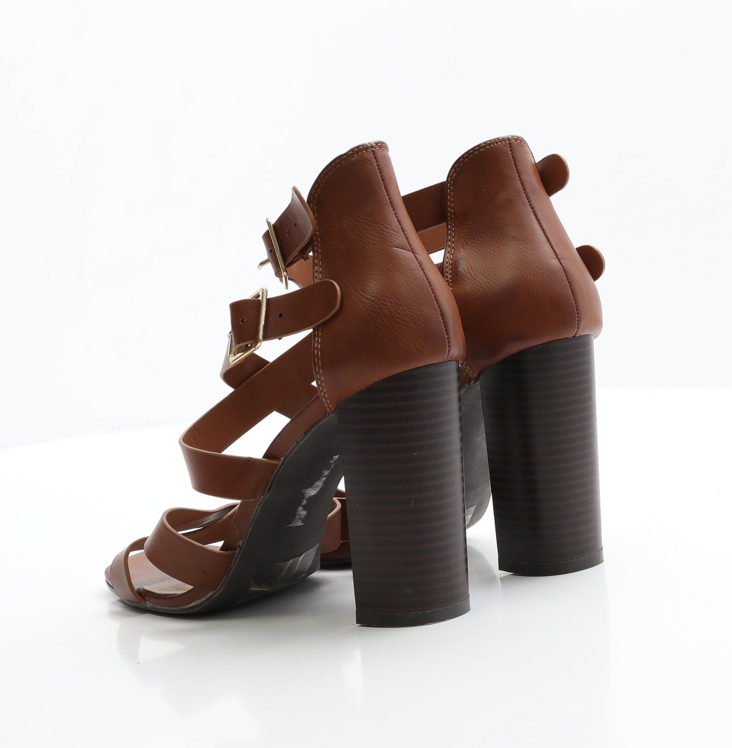 Primark Womens Brown  Faux Leather Strappy Heel 7 EUR 40