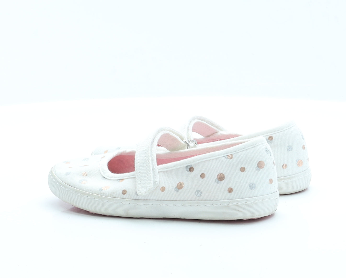 NEXT Girls Ivory Polka Dot Polyester Flat  11
