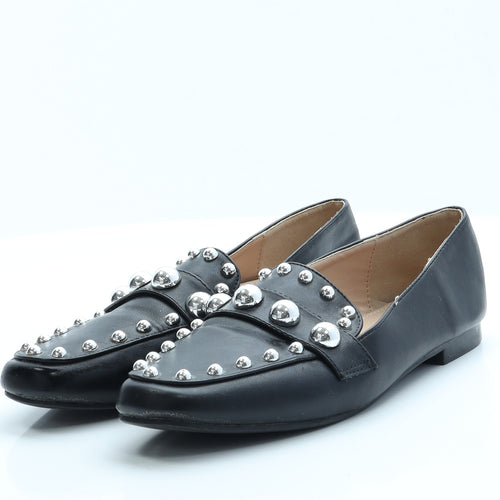 Preworn Womens Black  Polyester Loafer Flat 6 39