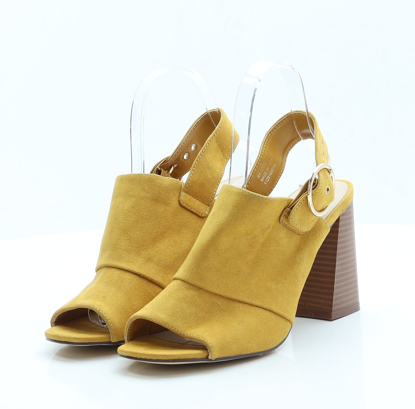 Primark Womens Yellow  Faux Suede Slingback Heel 5 EUR 38 US 7