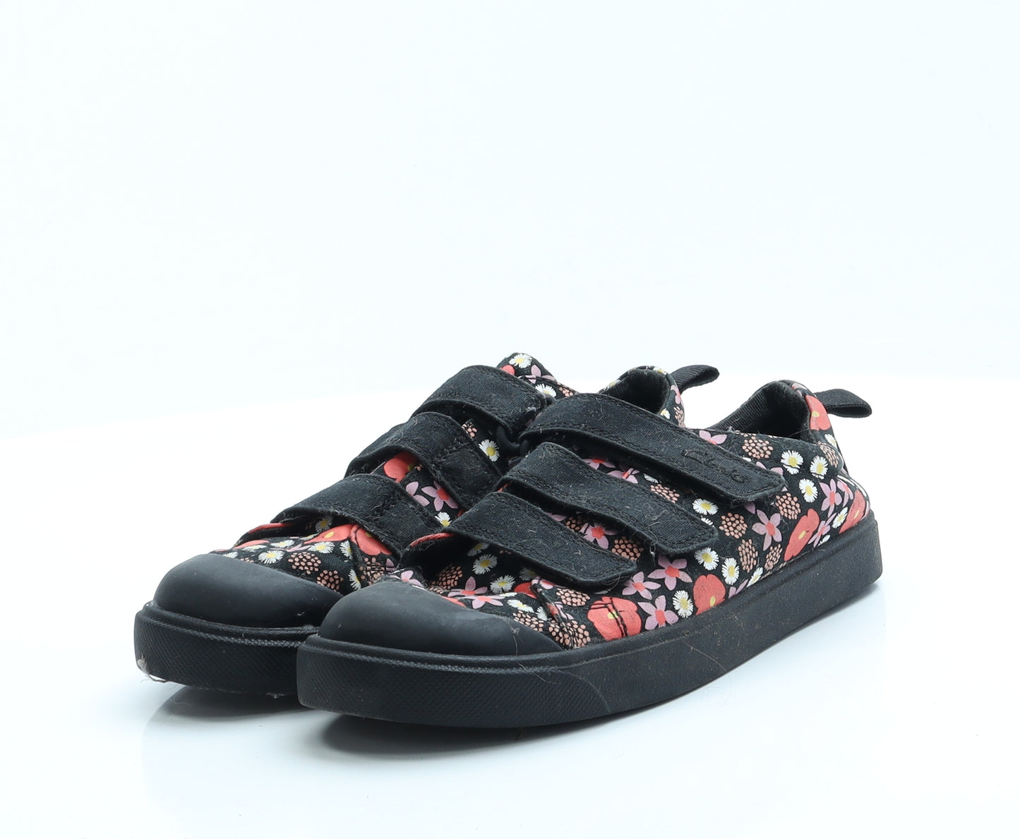 Clarks Girls Black Floral Polyester Slip On Flat 2 EUR 34 US 2.5