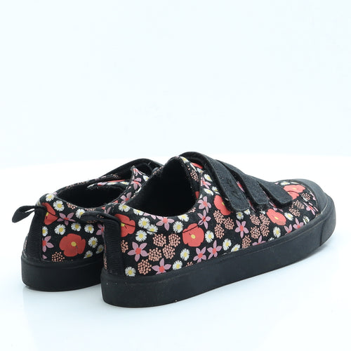Clarks Girls Black Floral Polyester Slip On Flat 2 EUR 34 US 2.5