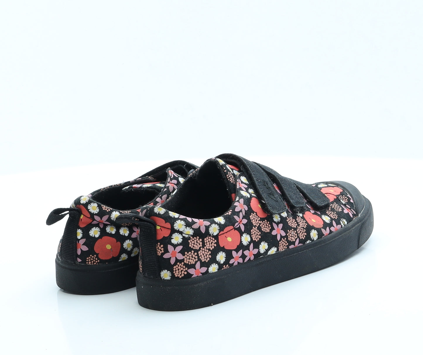 Clarks Girls Black Floral Polyester Slip On Flat 2 EUR 34 US 2.5