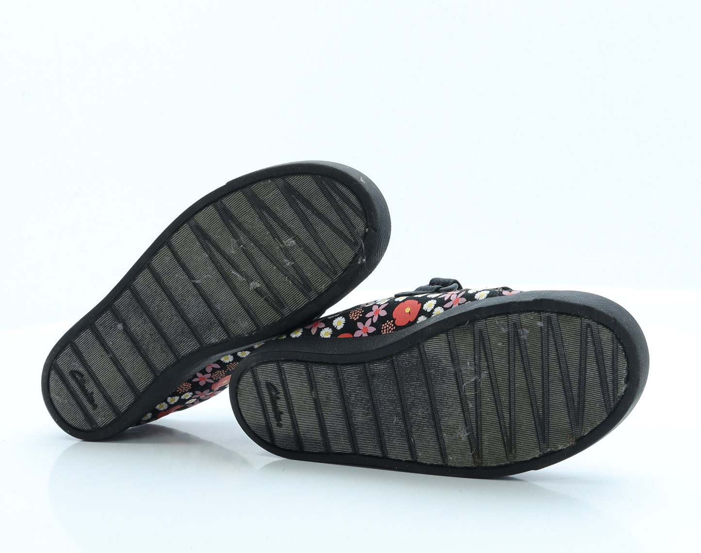 Clarks Girls Black Floral Polyester Slip On Flat 2 EUR 34 US 2.5