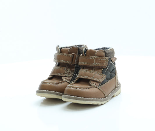 George Boys Brown  Polyester Combat Boot 4