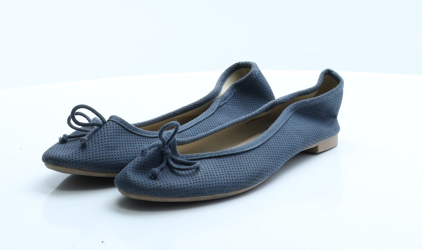 New Look Womens Blue Polka Dot Polyester Ballet Flat 7 EUR 40