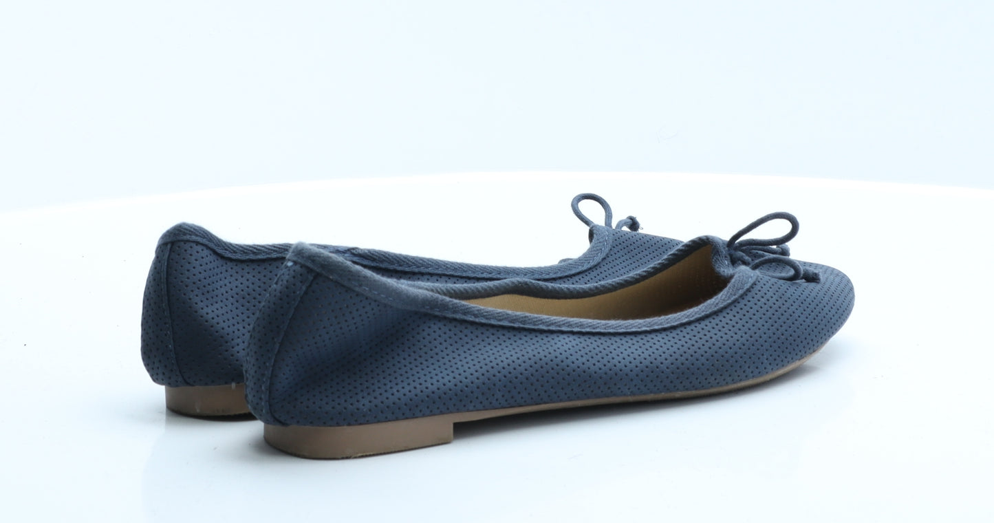 New Look Womens Blue Polka Dot Polyester Ballet Flat 7 EUR 40