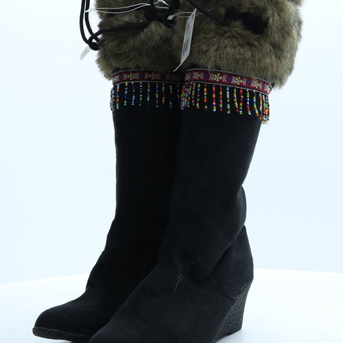 Primark Womens Black  Polyester Platform Boot 8