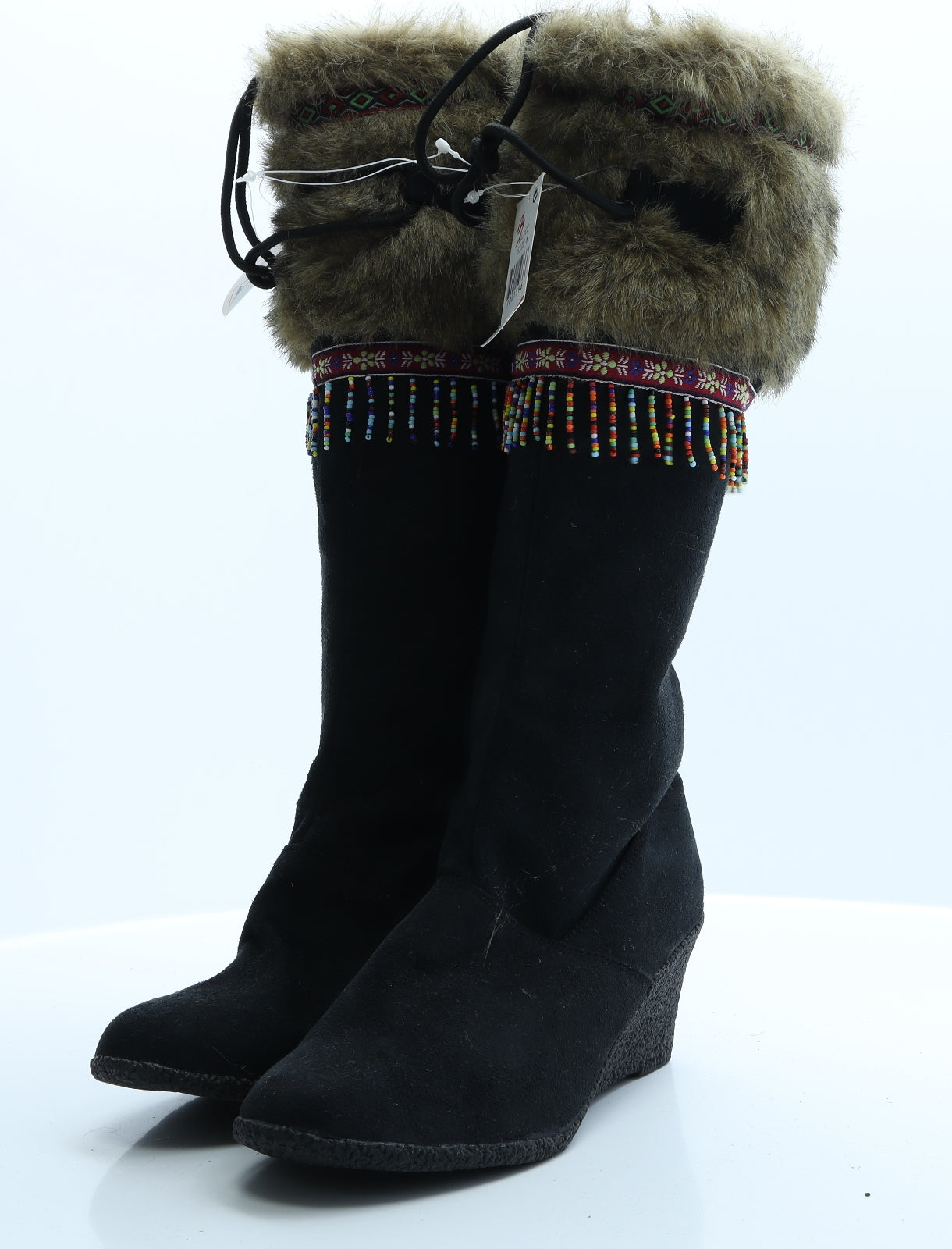 Primark Womens Black  Polyester Platform Boot 8