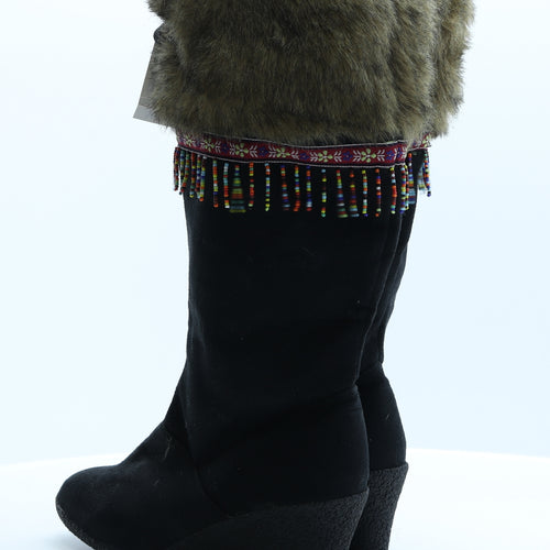 Primark Womens Black  Polyester Platform Boot 8