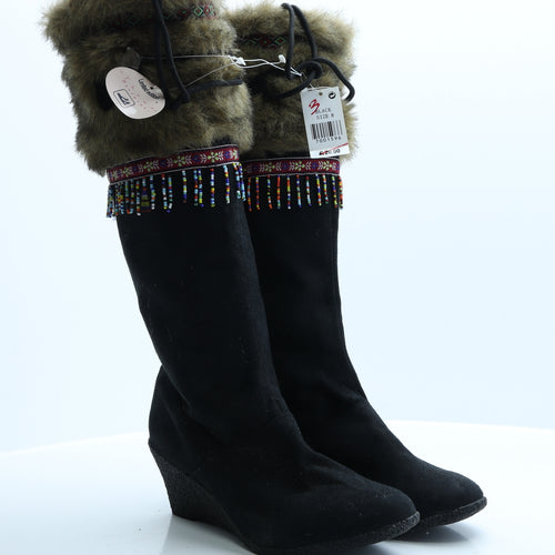 Primark Womens Black  Polyester Platform Boot 8