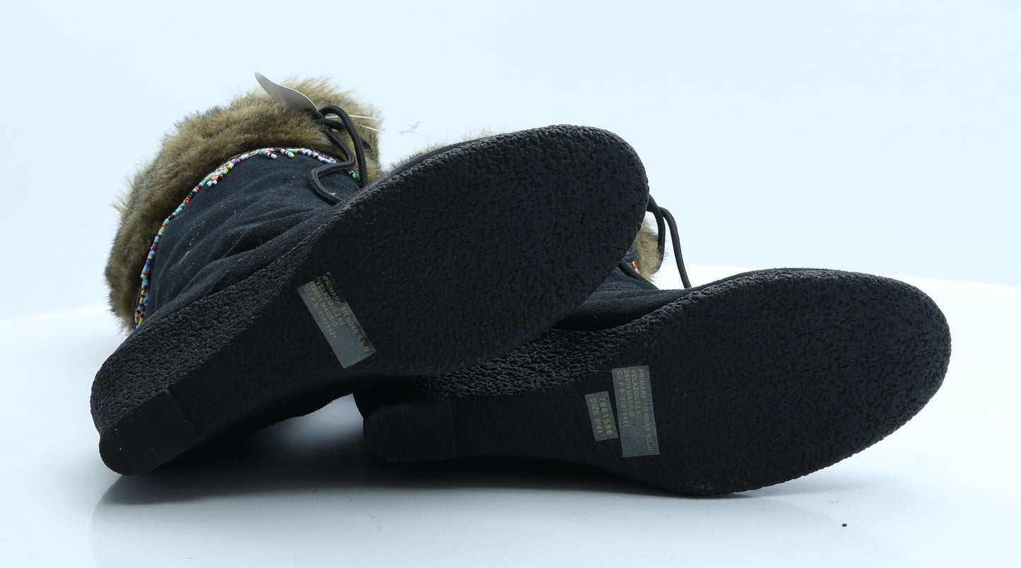 Primark Womens Black  Polyester Platform Boot 8