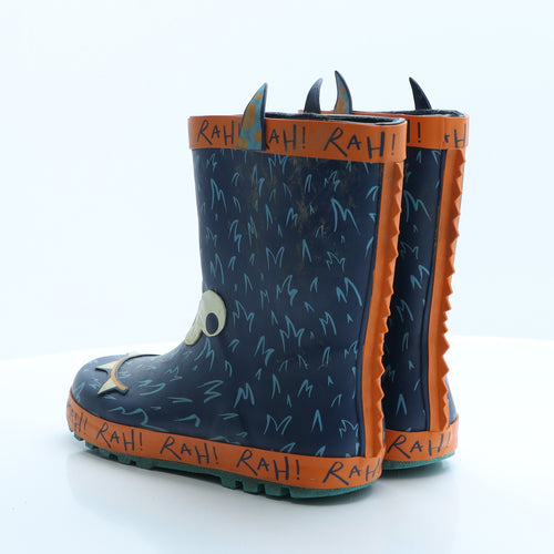 TU Boys Blue Geometric Rubber Wellies Boot 5   - Dinosaur RAH!